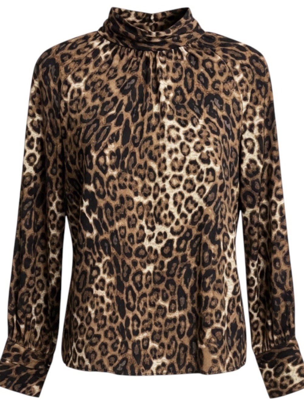 NILI LOTAN BROWN / BLACK LEOPARD PRINT SILK BLOUSE